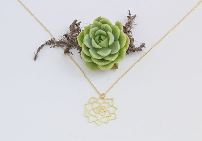 Succulent Mid Century Modern Palm Springs Necklace - Gold - Mid Century Modern Gal