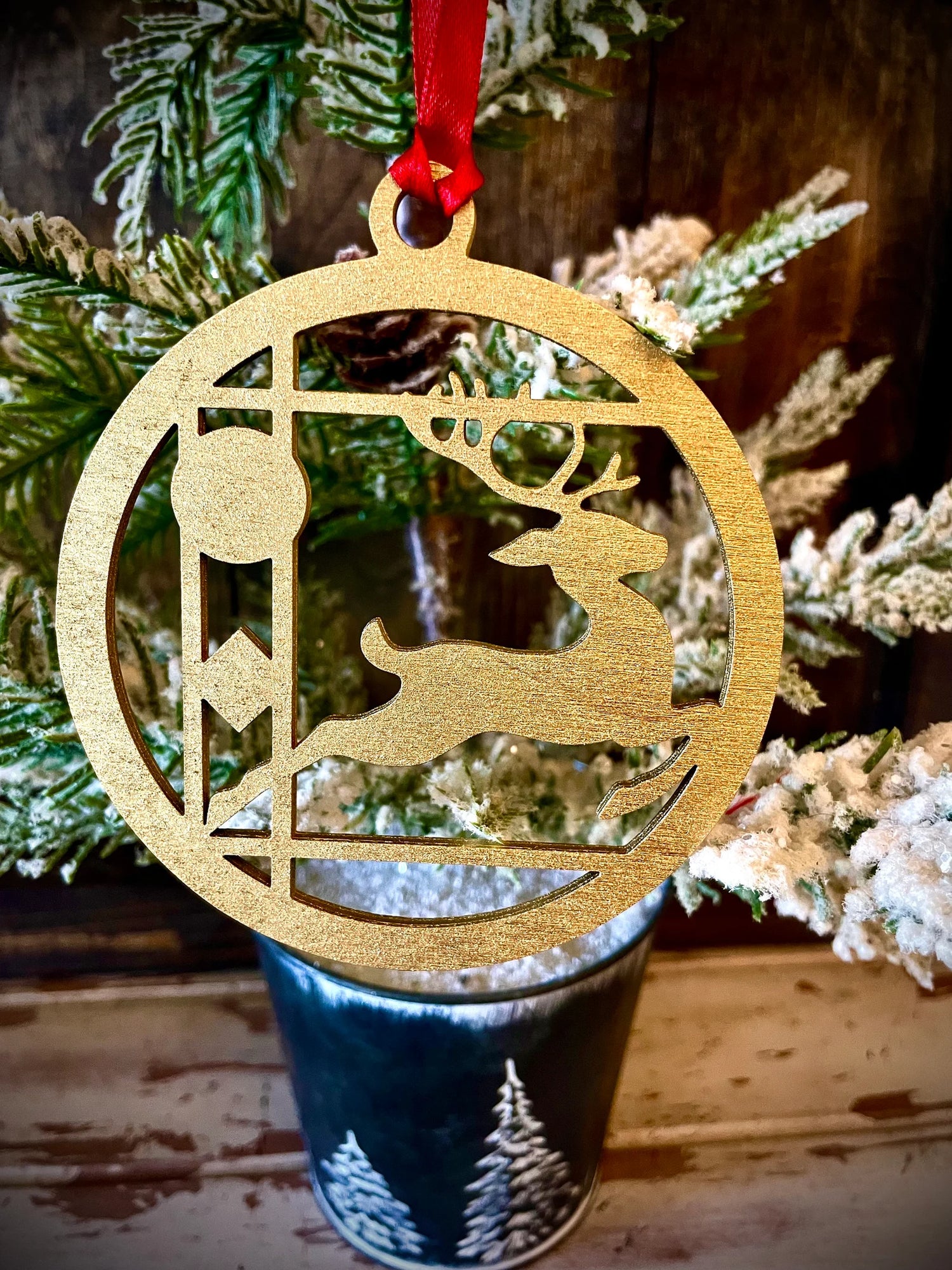 Symbols of Christmas - Art Deco Reindeer Ornament - 
