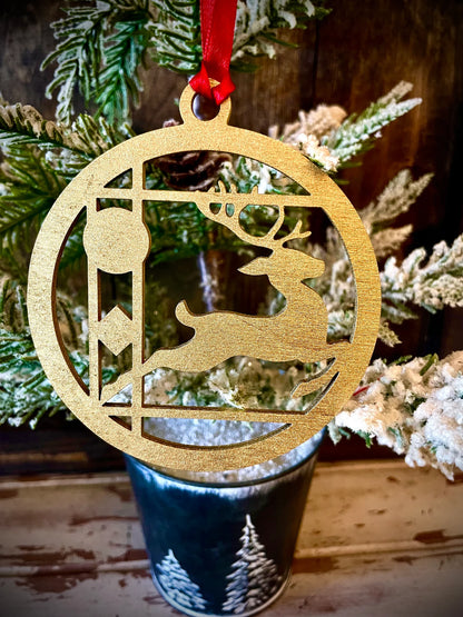 Symbols of Christmas - Art Deco Reindeer Ornament - 