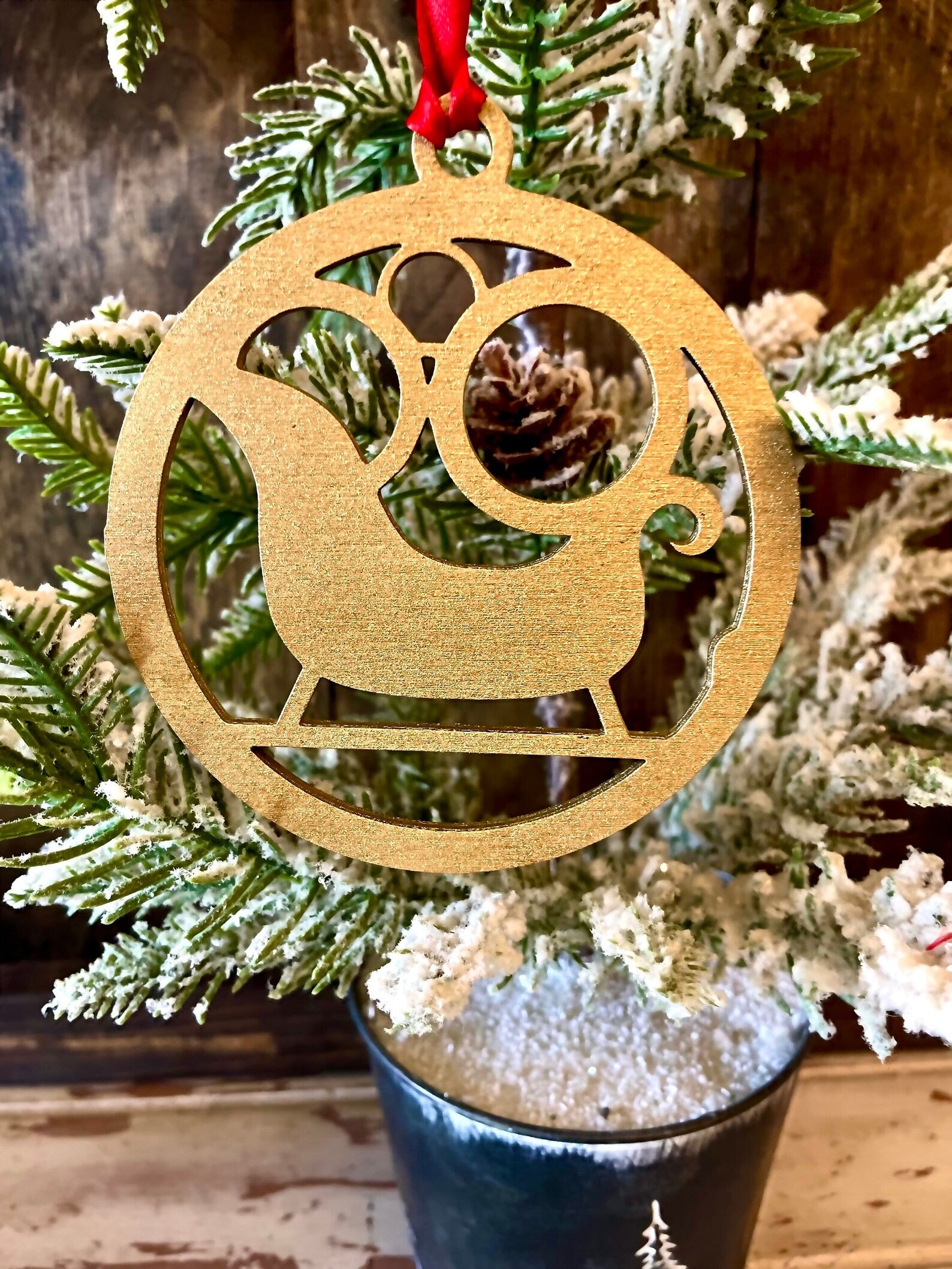 Symbols of Christmas - Art Deco Sleigh Ornament - 