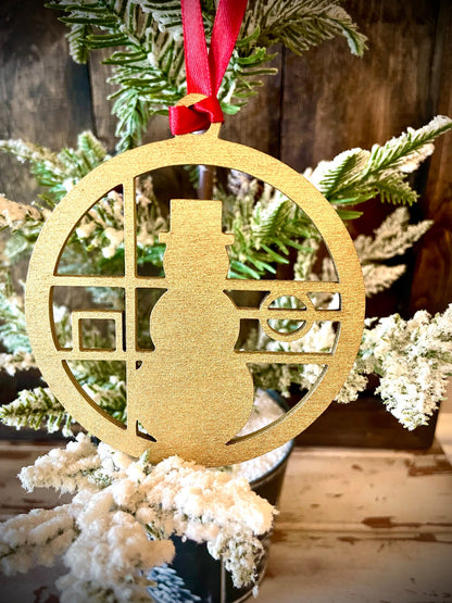 Symbols of Christmas - Art Deco Snowman Ornament - 