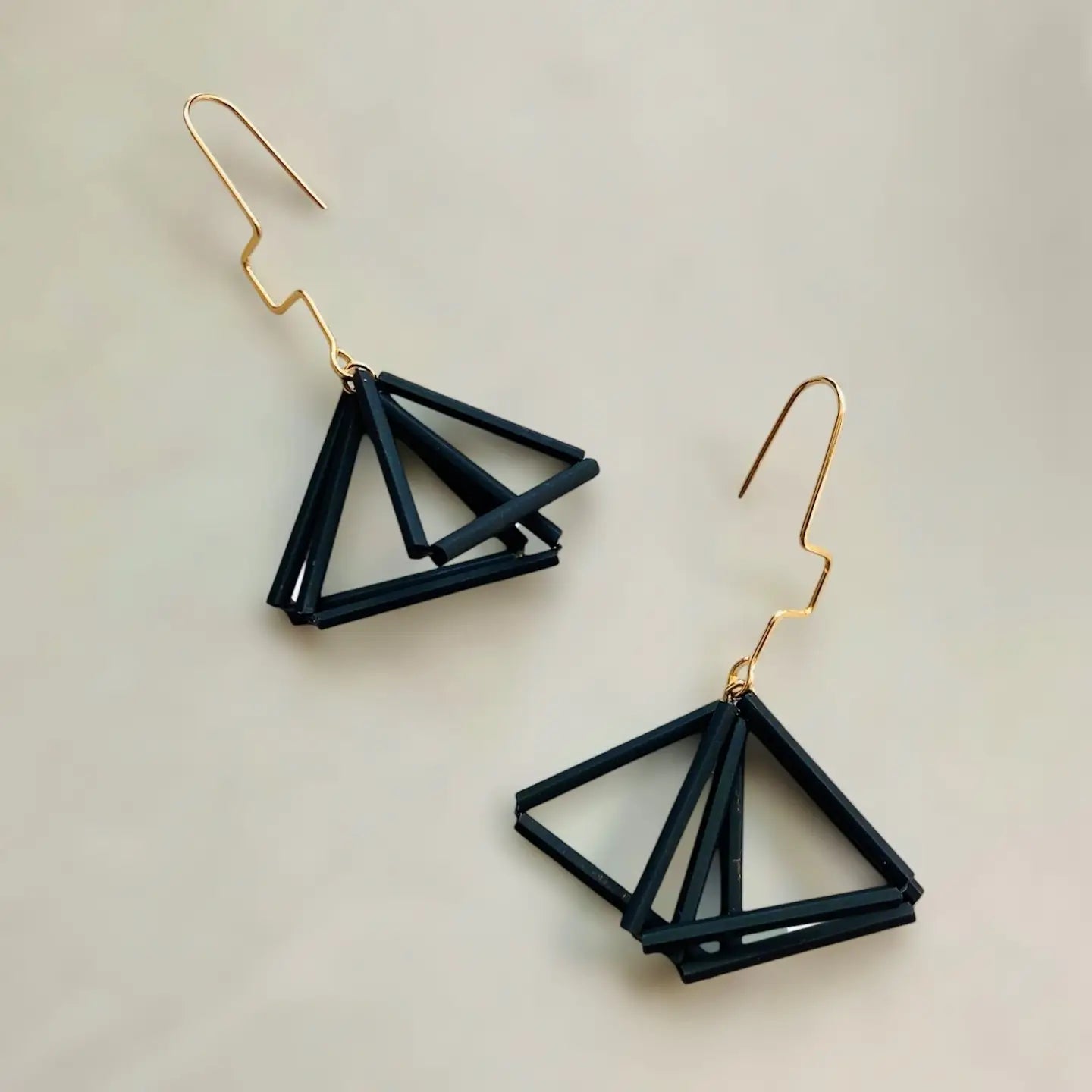 Triple Triangle Earrings - Charcoal - Mid Century Modern Gal