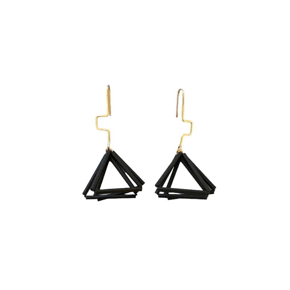 Triple Triangle Earrings - Charcoal - Mid Century Modern Gal