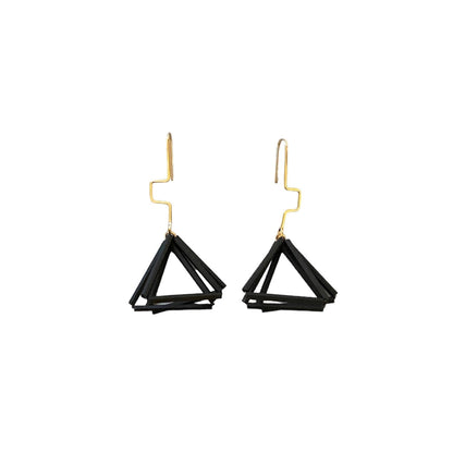 Triple Triangle Earrings - Charcoal - Mid Century Modern Gal