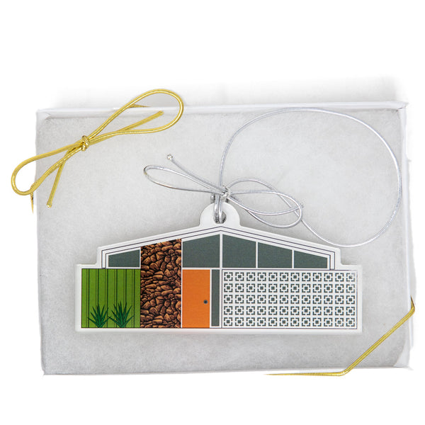 Mid Century Modern Christmas House Ornament, Palm Springs Cali Style