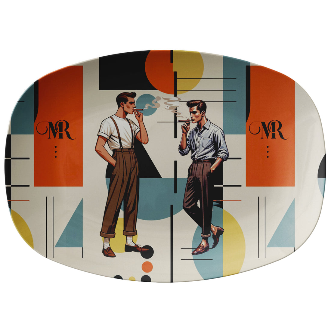 Unique Gay Male Couple Mid Century Bauhaus Designed Mod Party Platter