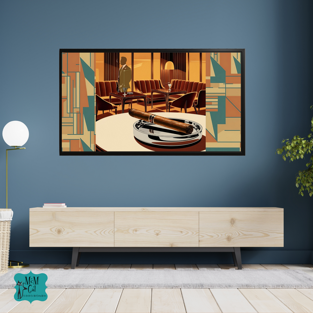 Dapper Dude Cigar Lounge Mid Century Modern Samsung Frame TV Digital Art - Mid Century Modern Gal