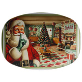 Vintage Santa Christmas Platter, Mid Century Modern Greeting Card Holiday Platter - Mid Century Modern Gal