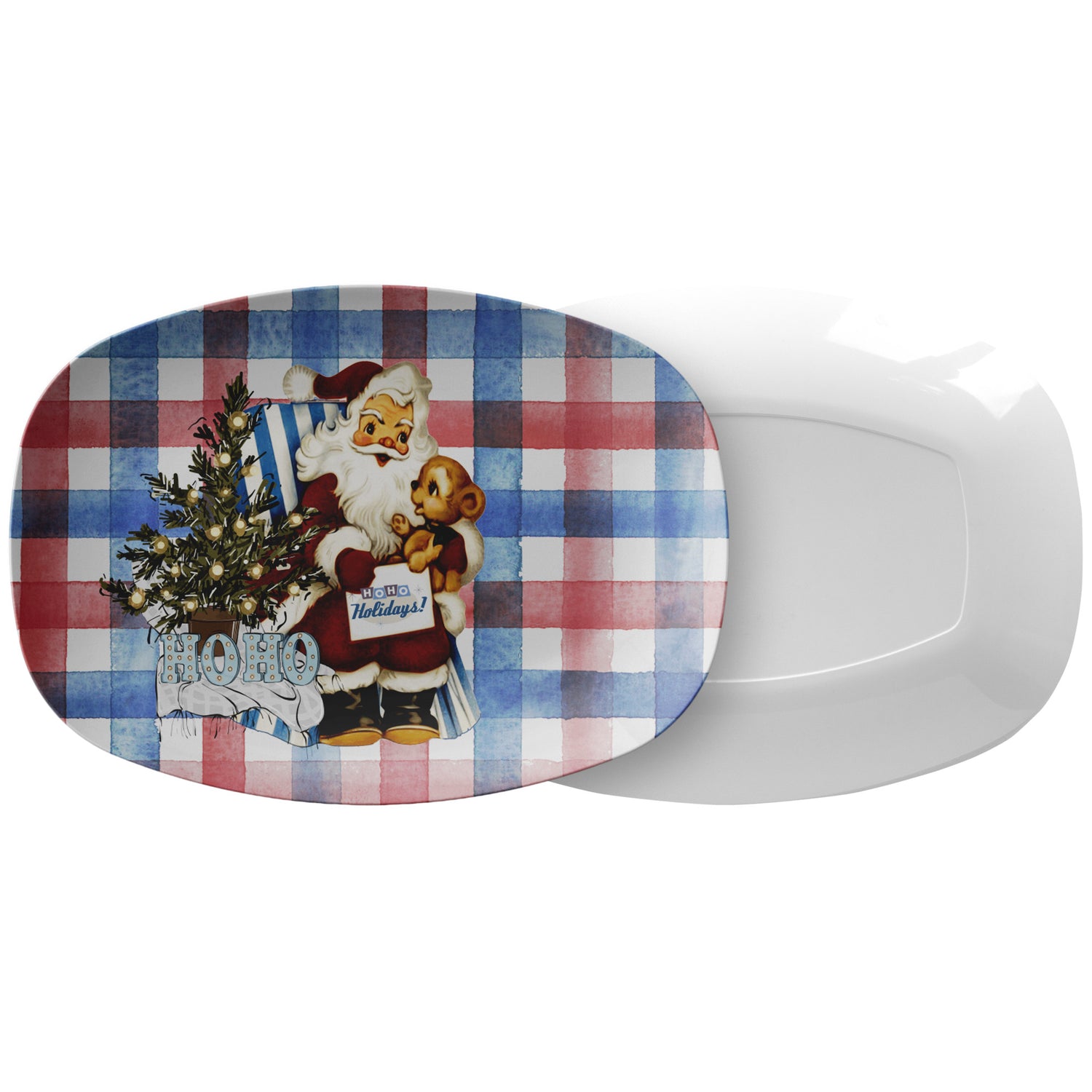 Vintage Santa Claus Christmas Platter, 50s Santa, Kitschy Holiday Party Tableware - Mid Century Modern Gal