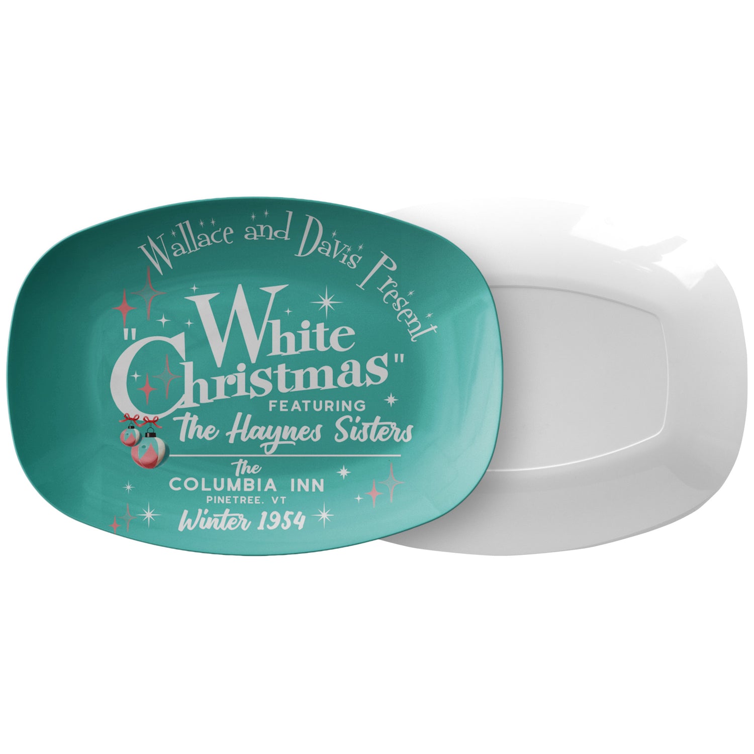 Wallace And Davis Christmas Party Platter In Aqua Blue And Stary Brite - Mid Century Modern Gal
