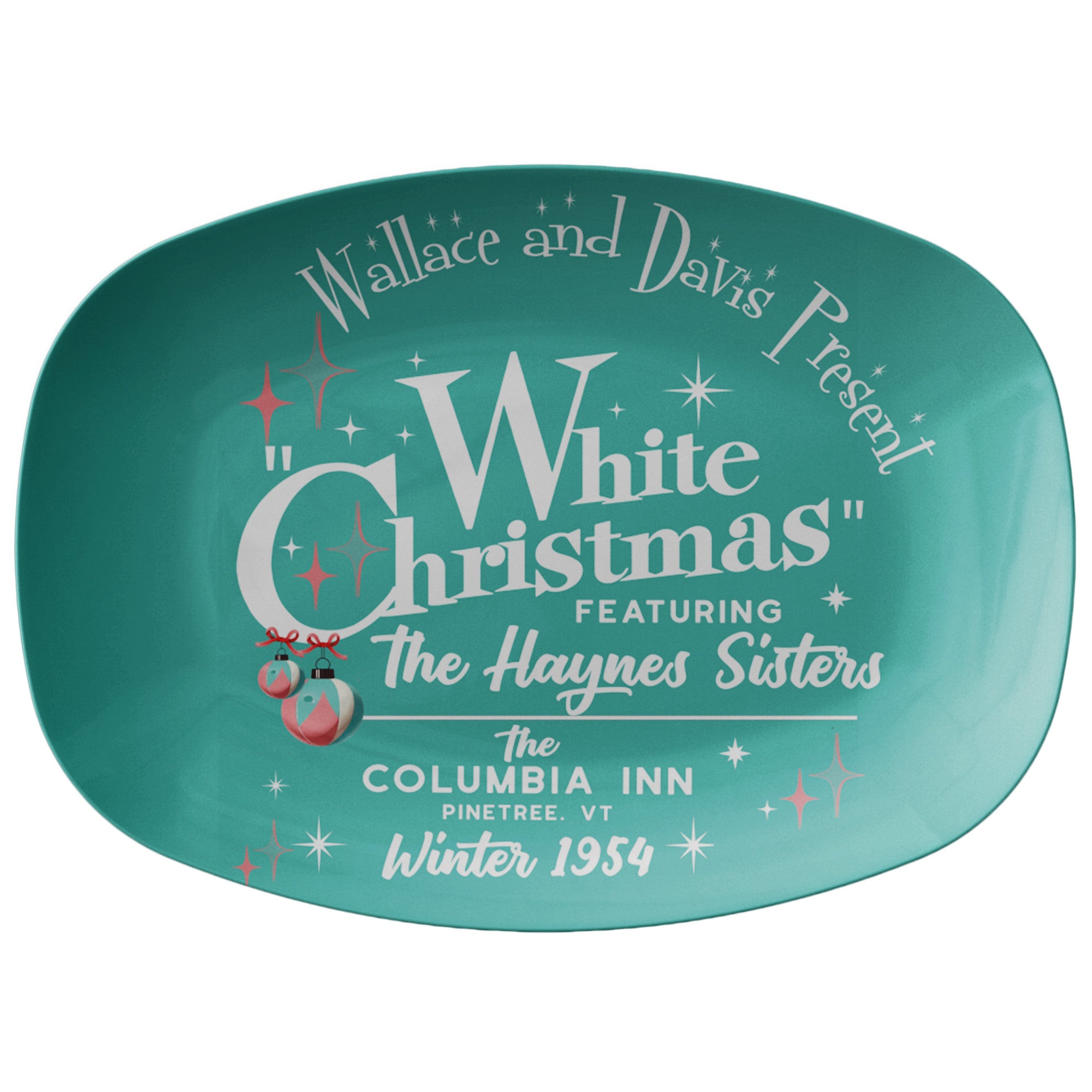 Wallace And Davis Christmas Party Platter In Aqua Blue And Stary Brite - Mid Century Modern Gal