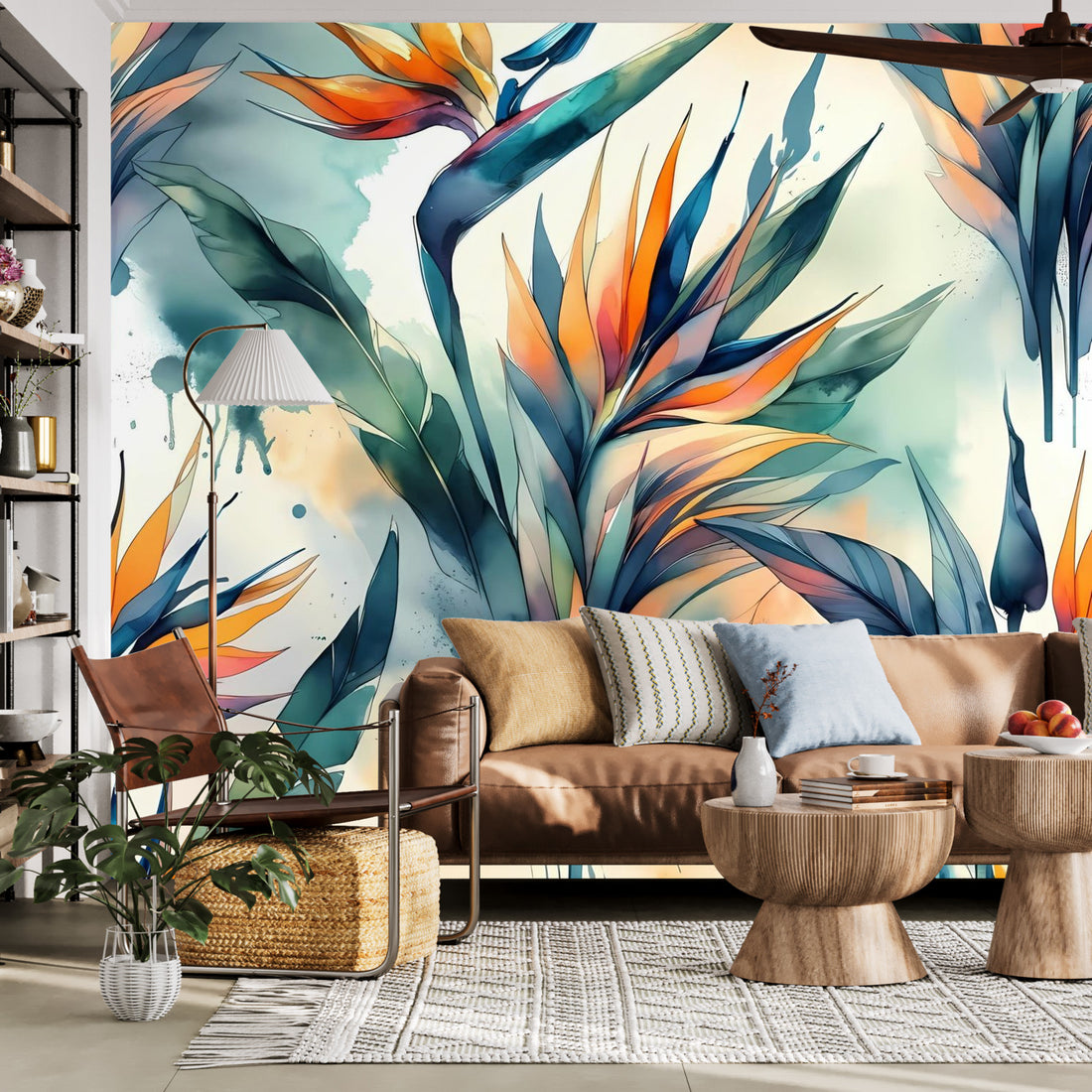 Birds Of Paradise Tropical Polynesian Watercolor Wall Murals