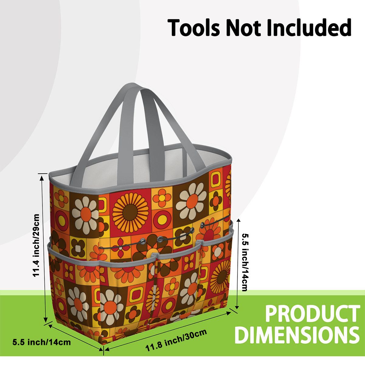 Retro 70s Mod Floral Orange Brown Yellow Mid Mod Hip Garden Tool Bag - Mid Century Modern Gal