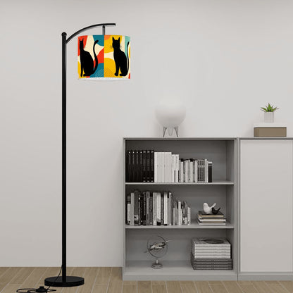 Pop Art Black Atomic Cats, Red Blue Yellow, Lamp SHADE ONLY - For Arc Floor Lamps Only