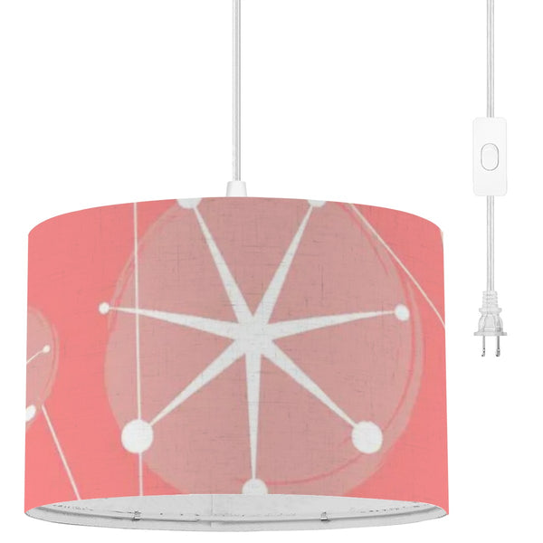 Atomic Pink Starburst Mid Century Modern Drum Chandelier