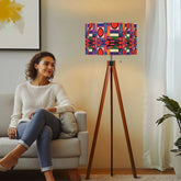Mid Century Modern Geometric Red, Purple, Yellow Green MCM Bauhaus Designed Tripod Floor Lamp - Mid Century Modern Gal