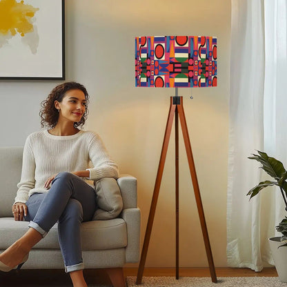 Mid Century Modern Geometric Red, Purple, Yellow Green MCM Bauhaus Designed Tripod Floor Lamp - Mid Century Modern Gal