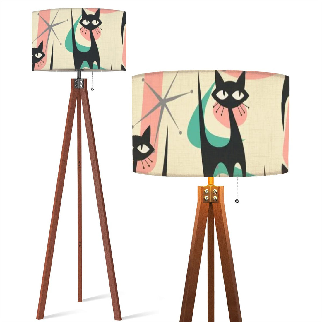 Atomic Cat Mid Century Modern Tripod Floor Lamp Kitschy Fun Style - Mid Century Modern Gal