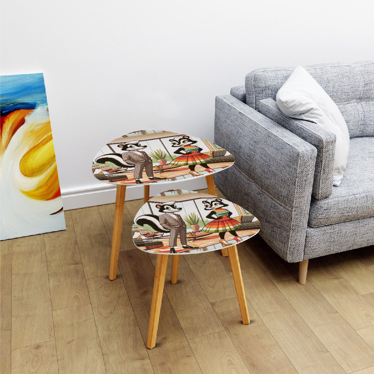 Mr. And Mrs. Kitschy Mid Century Modern Skunk Mod Fun Nesting Tables - Mid Century Modern Gal