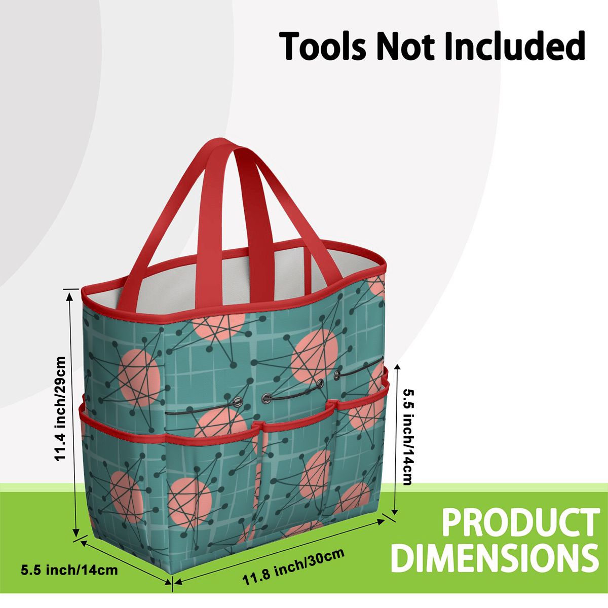 Mid Century Modern Atomic Starburst Teal Pink Garden Tool Bag