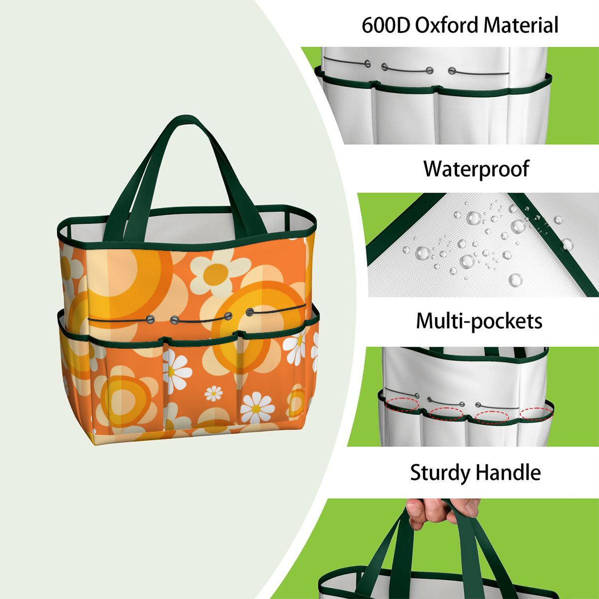 Flower Power Orange Groovy Mod Garden Tool Bag