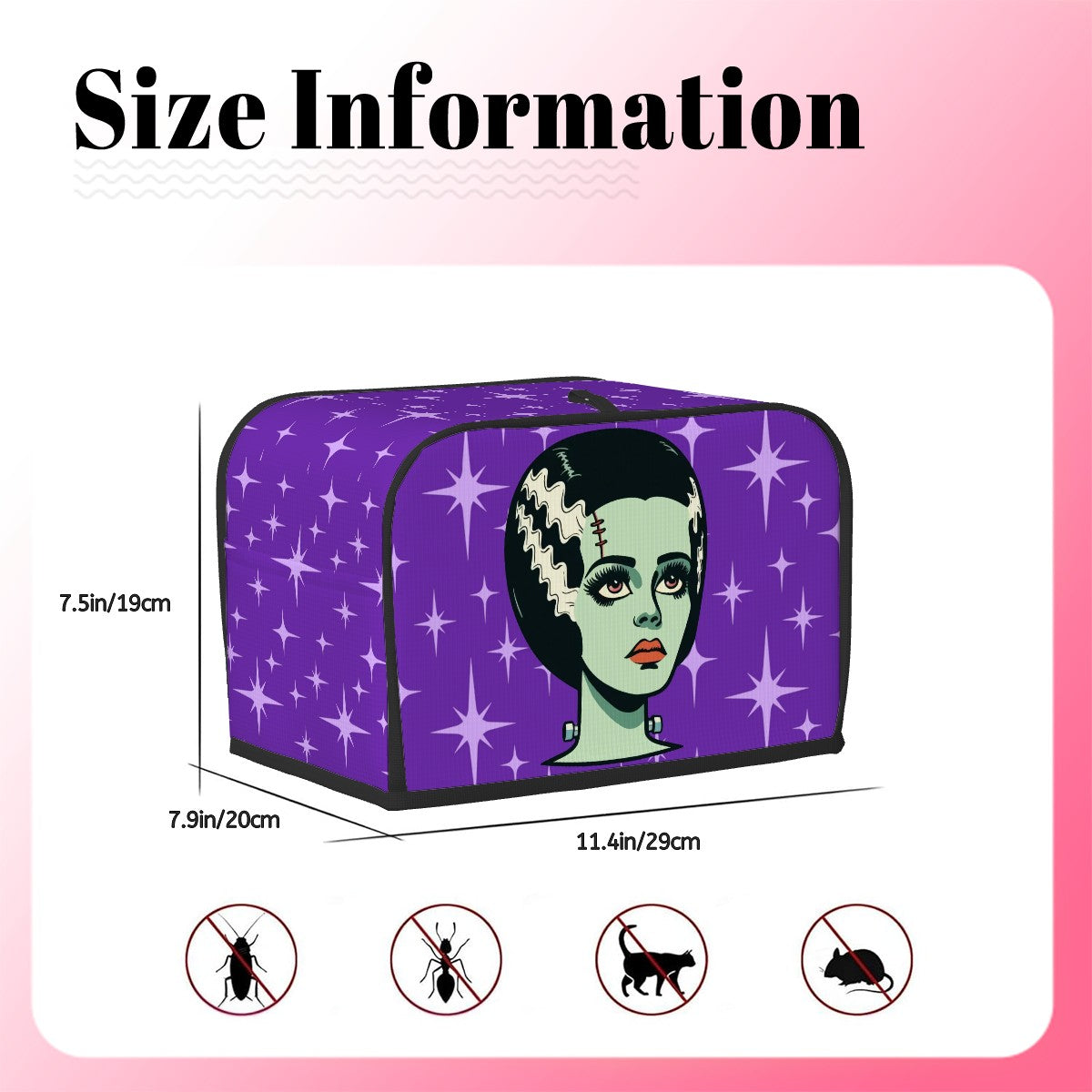 Bride of Frankenstein Retro Mid Mod Horror Buff Purple Halloween 2 Slice Toaster Cover - Mid Century Modern Gal
