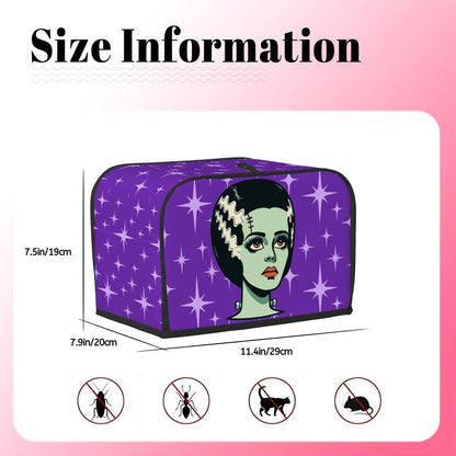 Bride of Frankenstein Retro Mid Mod Horror Buff Purple Halloween 2 Slice Toaster Cover - Mid Century Modern Gal