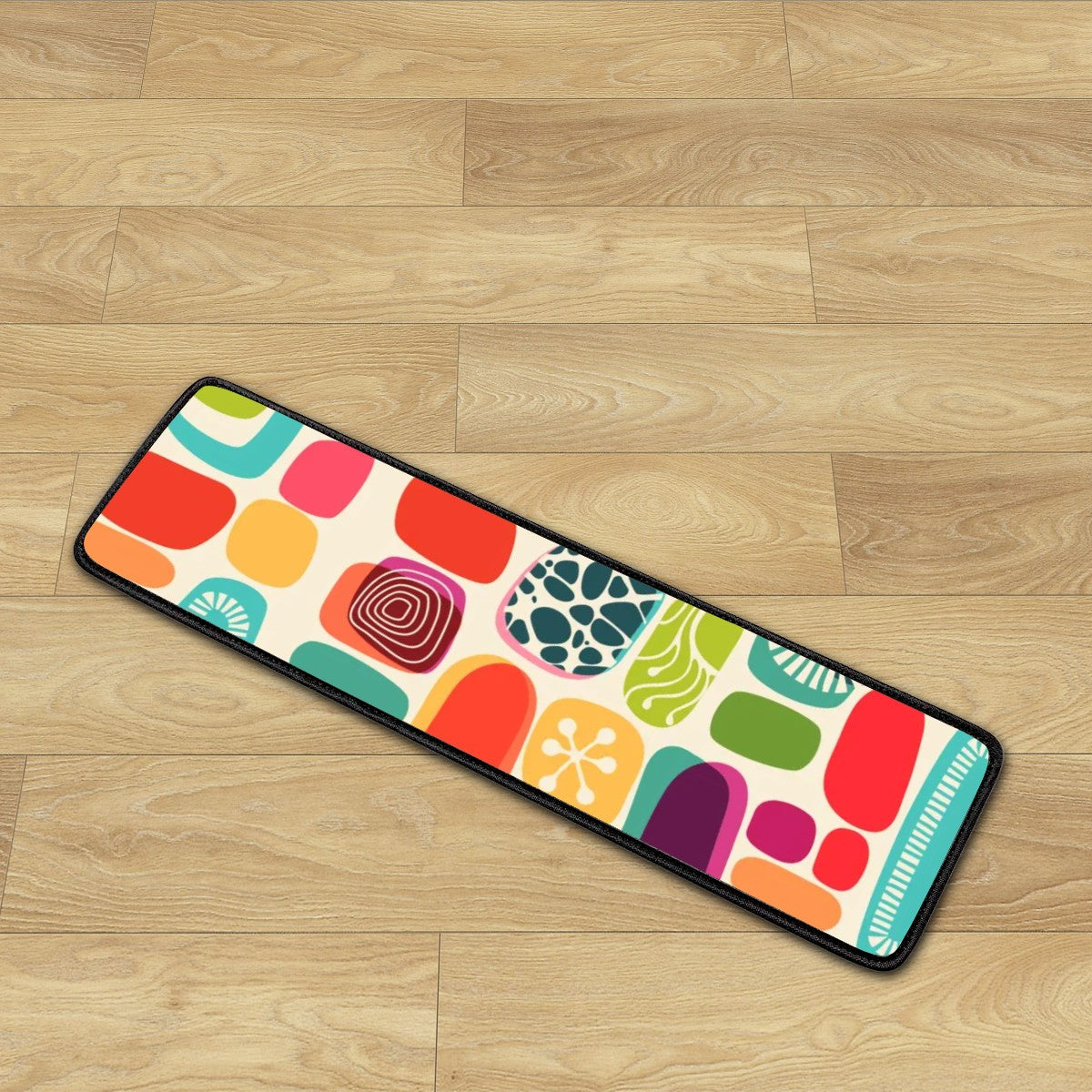 Mid Century Modern Amoeba Designed Mod Colorful Non Slip Carpet for Stairs Treads - Mid Century Modern Gal