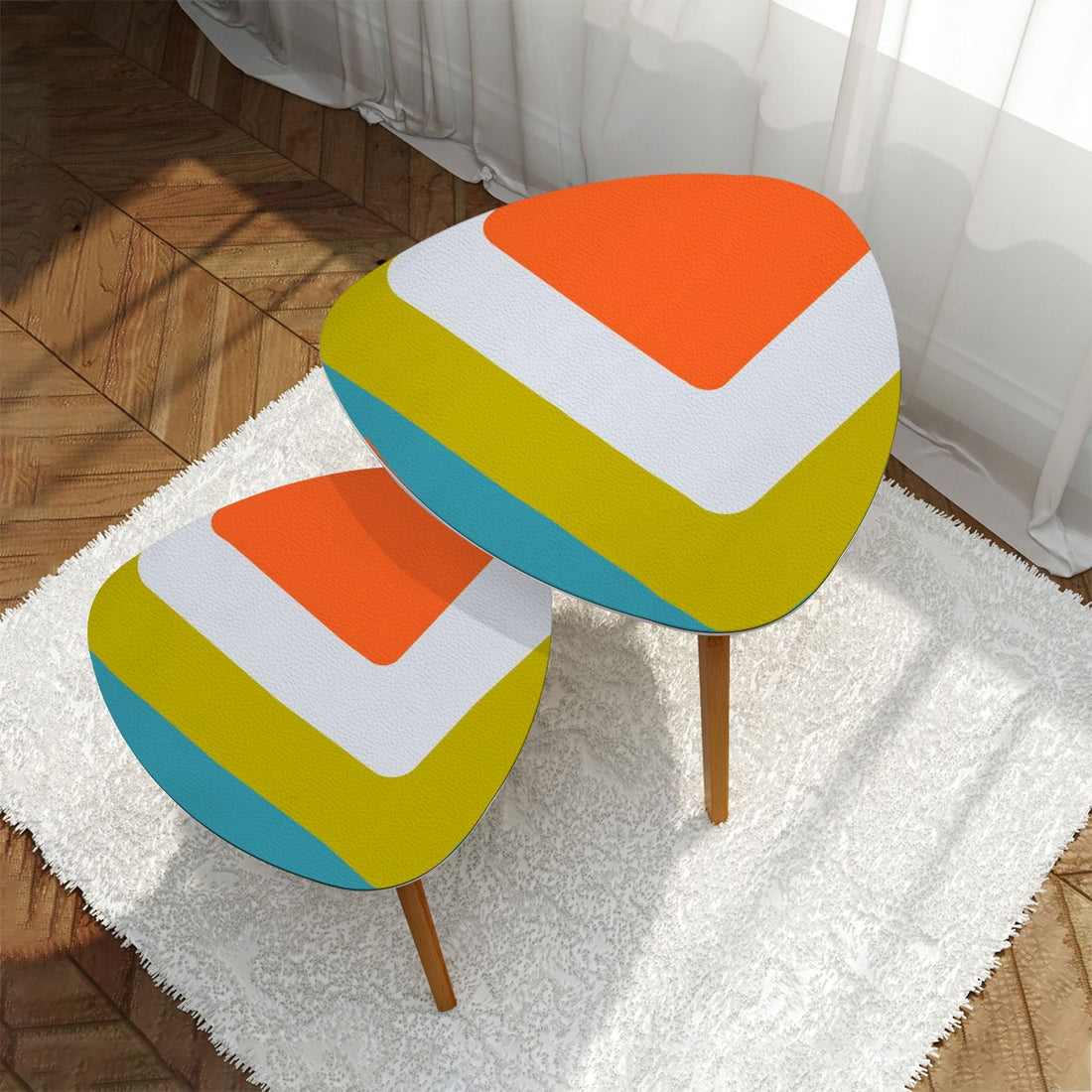 Groovy Green, Orange, Blue Retro 60s 70s Mid Mod Nesting Tables - Mid Century Modern Gal
