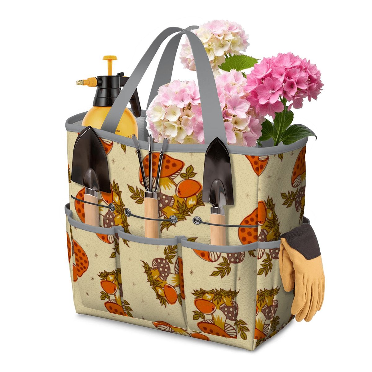 Merry Mushroom 70's Hippie Boho Orange, Groovy Cottagecore Mushroom Garden Tool Bag - Mid Century Modern Gal