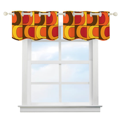 Retro Kitschy Mod Orange Yellow Brown Red 70s Designed Valance Curtains - Mid Century Modern Gal