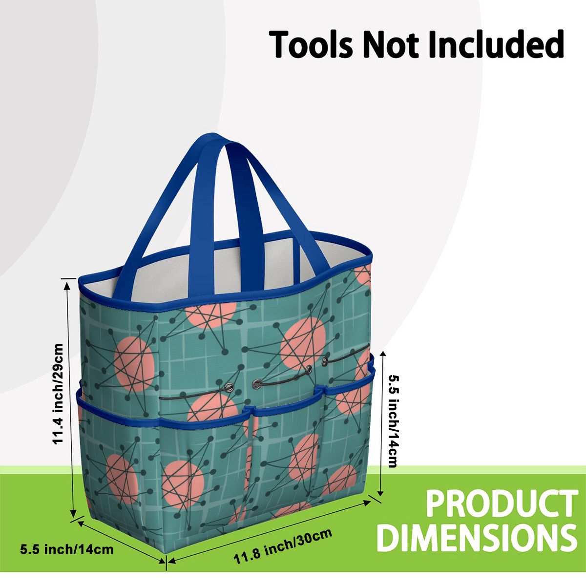 Mid Century Modern Atomic Starburst Teal Pink Garden Tool Bag