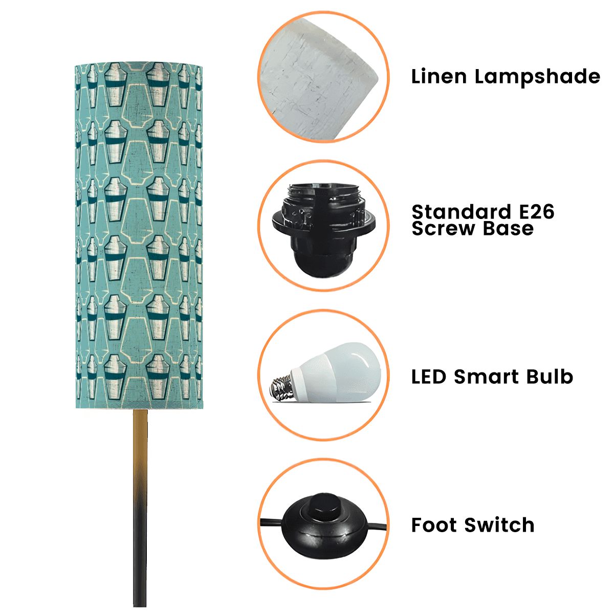 Mid Century Modern Floor Lamp With Martini Shaker Retro Design - Mid Century Modern Gal