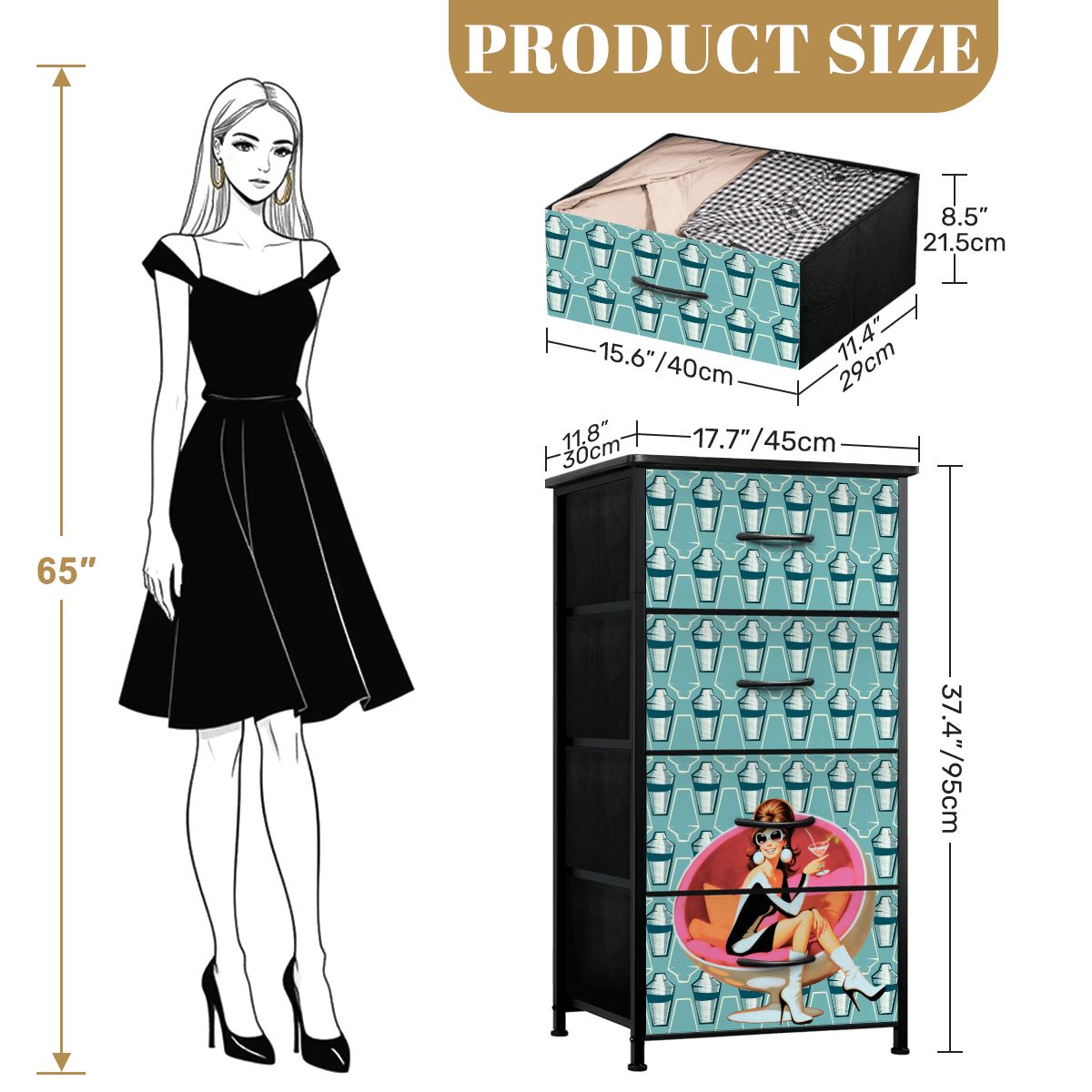 Mid Century Modern 60s Gal Martini Designed Retro 4-Drawer Dresser - Mid Century Modern Gal