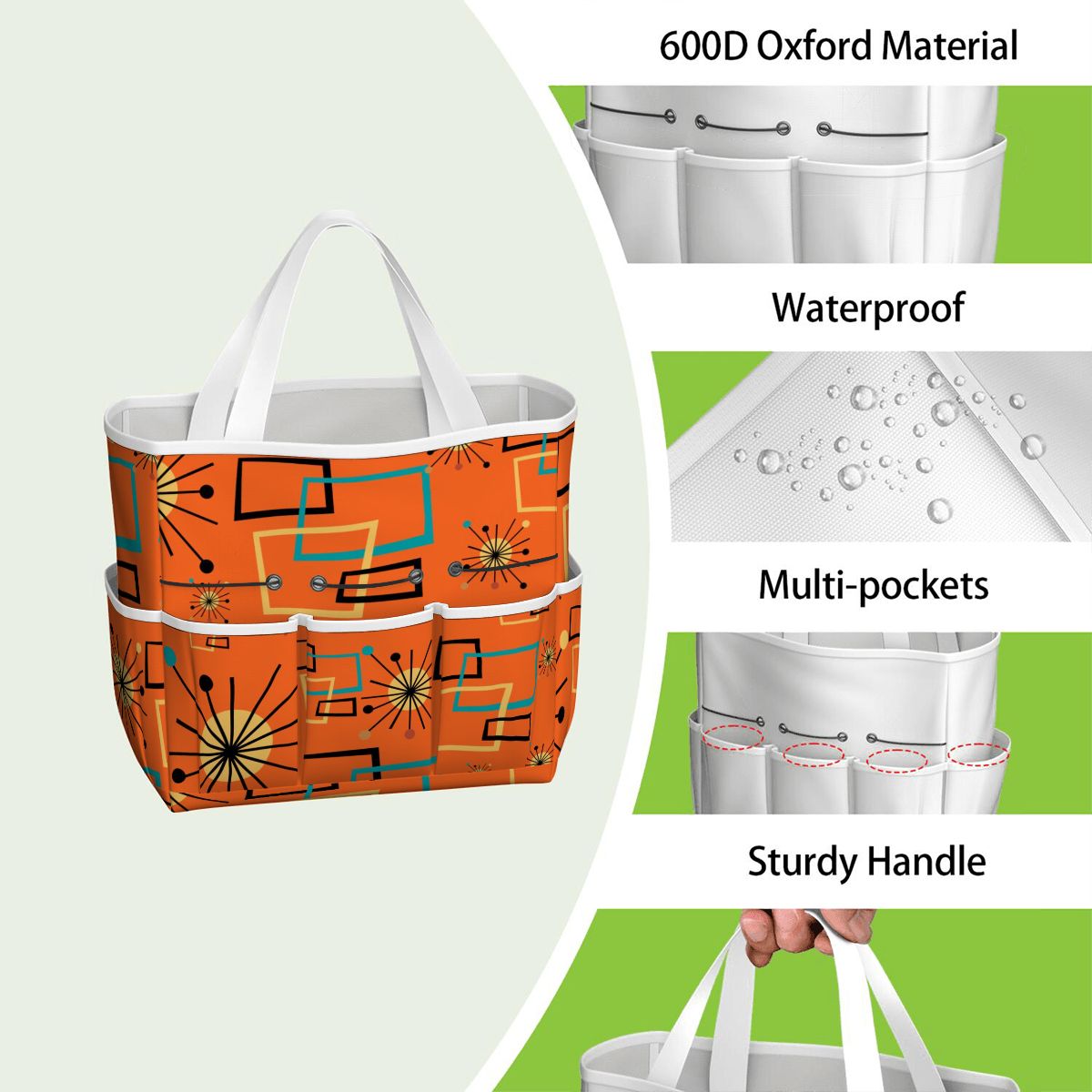 Mid Century Modern Sinatra Orange, Starburst, Geometric Funky Fun Garden Tool Bag - Mid Century Modern Gal