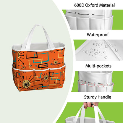 Mid Century Modern Sinatra Orange, Starburst, Geometric Funky Fun Garden Tool Bag - Mid Century Modern Gal