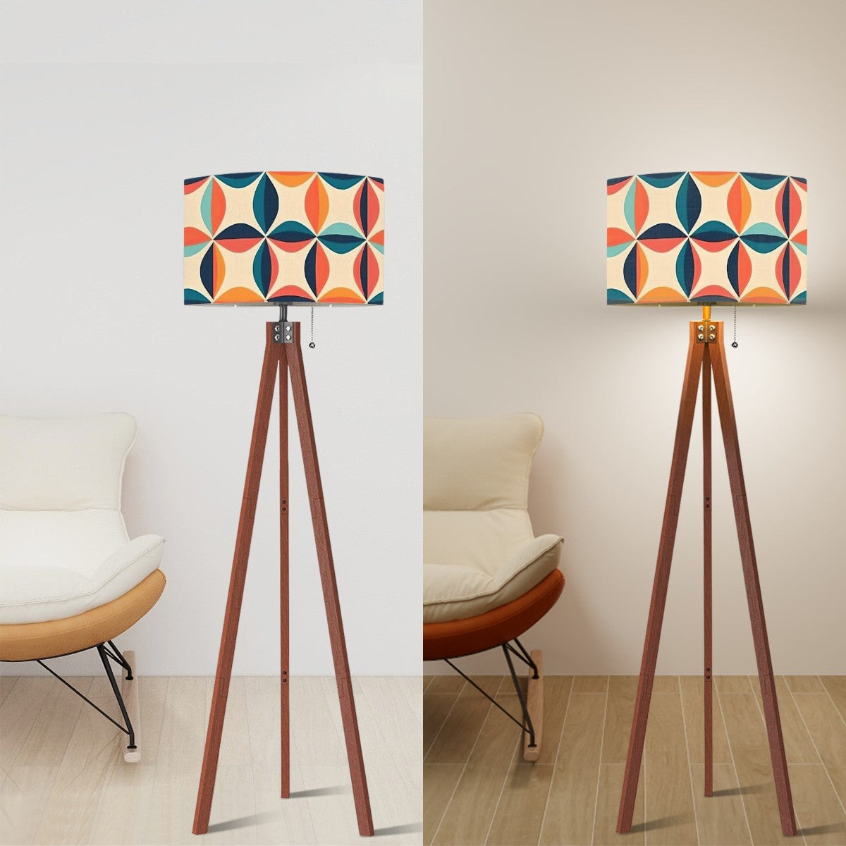 Mid Century Modern Geometric Groovy Lamp Shade ONLY - For Tripod Floor Lamps Only - Mid Century Modern Gal