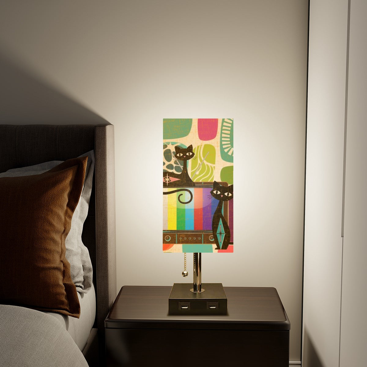 Atomic Cat Mid Century Modern Amoeba Designed Night Table, Office Lamp - Mid Century Modern Gal