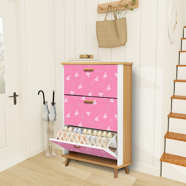 Atomic Boomerang And Starbursts Mid Mod Pink Retro Shoe Cabinet