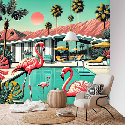 Palm Springs California Wallpaper Mural, Peel And Stick 50s Kitsch