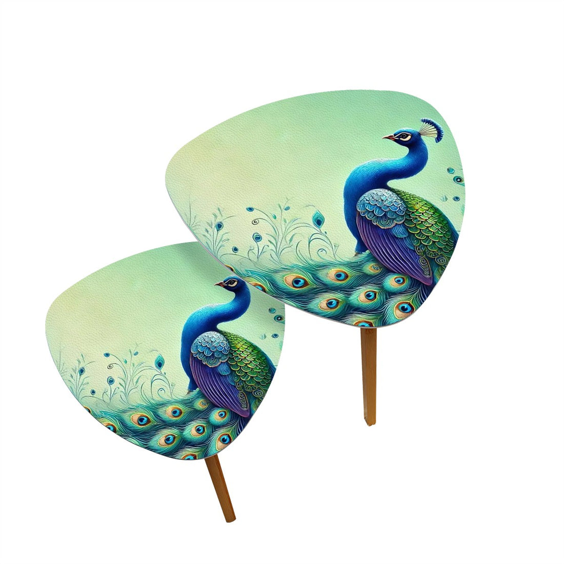 Peacock Designed, Blue, Green Mod Mid Century Modern Nesting Tables