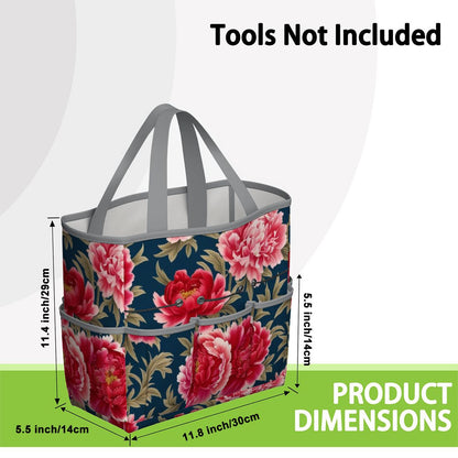 Modern Chinoiserie Royal Blue, Pink Red Floral Garden Tool Bag - Mid Century Modern Gal