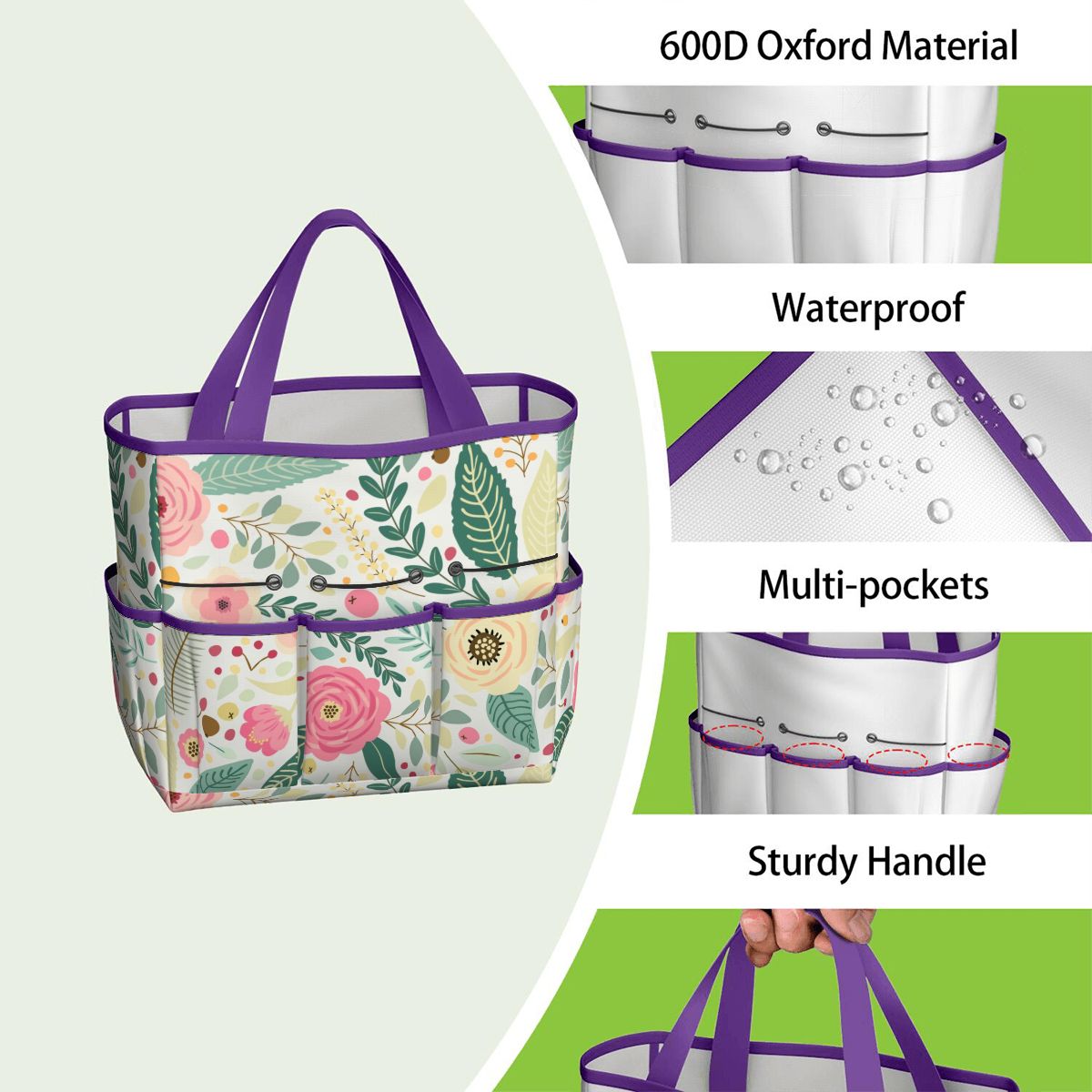 Floral Pink Mid Century Modern Garden Tool Bag