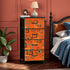 Mid Century Modern Sinatra Orange, Starburst, Geometric Funky Fun 4-Drawer Dresser - Mid Century Modern Gal