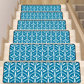 Art Deco Stair Tread Carpets | Blue And White Mid Century Modern Style Non Slip Carpet for Stairs Treads - Mid Century Modern Gal