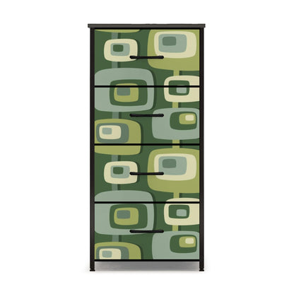 Mid Century Modern, Geometric, Groovy Green, Beige, Abstract, 60s 70s Retro, Mid Mod, MCM 4-Drawer Dresser - Mid Century Modern Gal