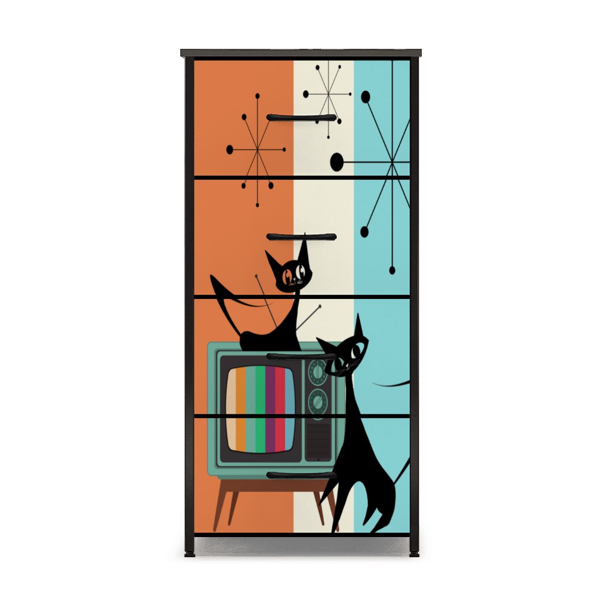 Mid Century Modern Retro TV Atomic Cat Kitschy 4-Drawer Dresser - Mid Century Modern Gal