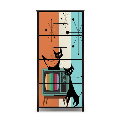 Mid Century Modern Retro TV Atomic Cat Kitschy 4-Drawer Dresser - Mid Century Modern Gal