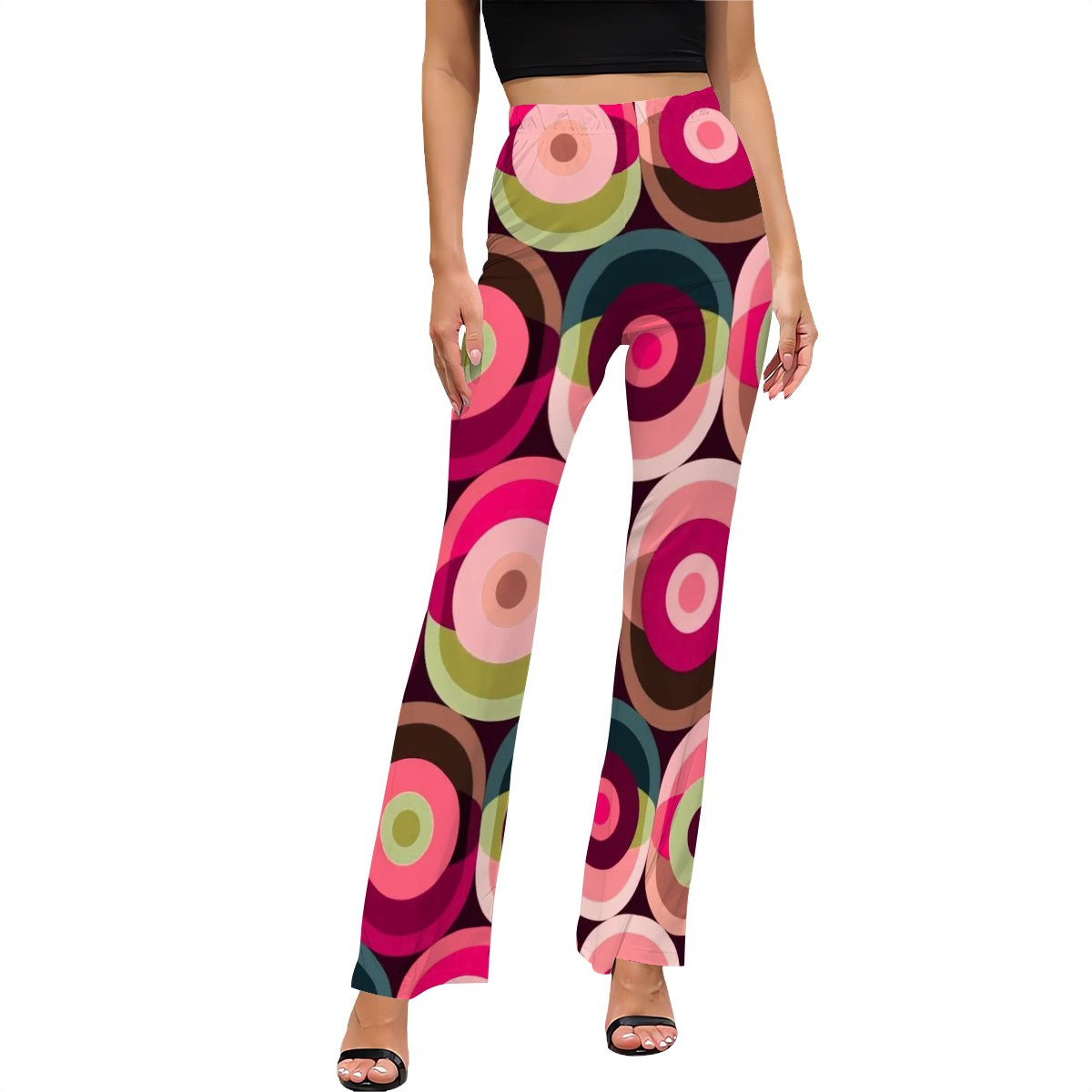 Retro Mod Groovy Orbs 60s 70s Vibe Women's Flared Pants - Mid Century Modern Gal