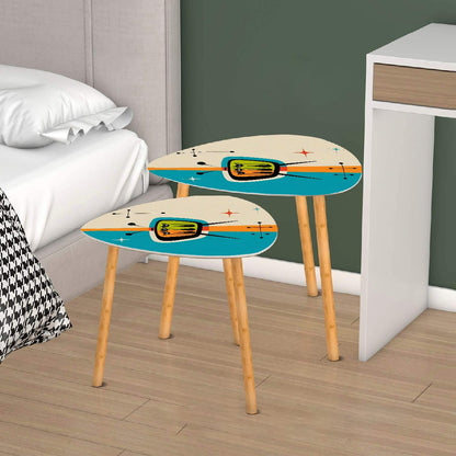 Mid Century Modern Atomic Cat, Retro TV Modern Nesting Tables